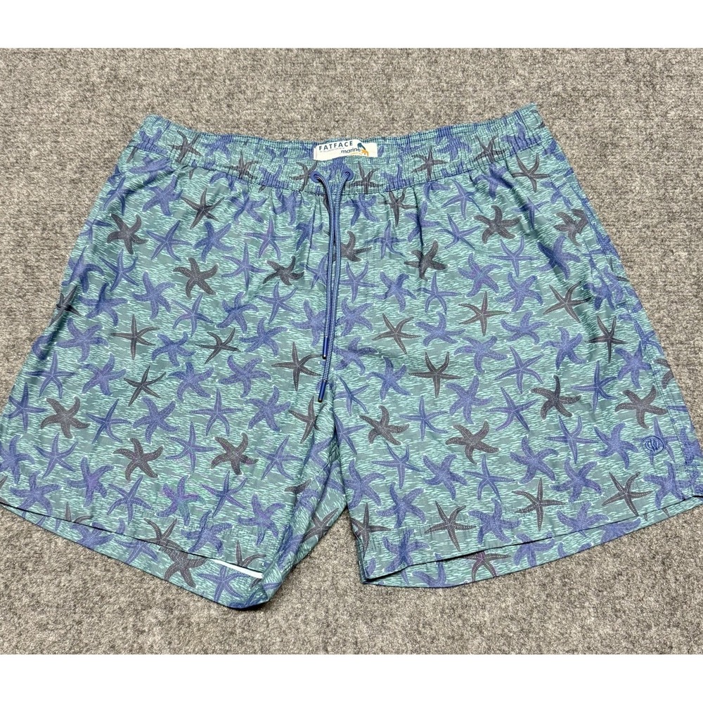 FATFACE Swim Trunks Mens Large Blue Starfish Marine Conservation Beach Shorts